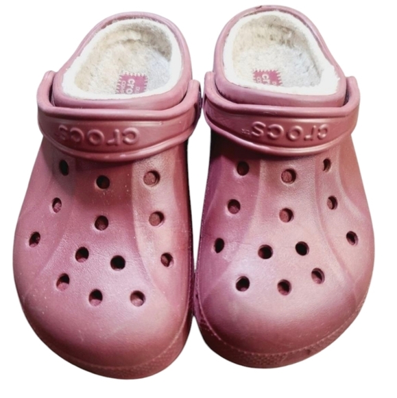 Crocs Classic Sherpa Lined Burgundy Red Perforated Slide on Clog size 6 - Picture 1 of 11